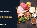 Kalkulator białka i plan treningowy. Różnorodne źródła białka: mięso, ryby, jajka, nabiał, rośliny strączkowe, płatki owsiane, ryż, kasza.