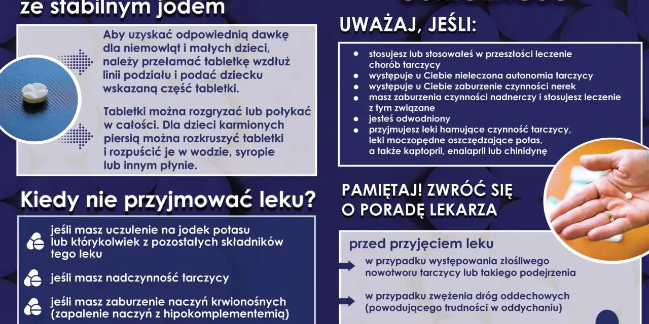 Jodek potasu na co? Wskazówki dotyczące przyjmowania tabletek ze stabilnym jodem. Pamiętaj, by skonsultować się z lekarzem przed przyjęciem leku.
