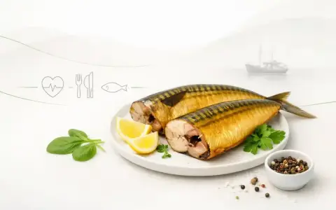 Dwie wędzone makrele z cytryną i przyprawami. Czy makrela wędzona jest zdrowa? Tak, to pyszne i zdrowe źródło kwasów omega-3.
