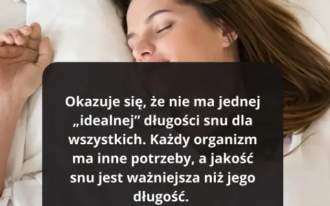 Kobieta śpi, ale tekst sugeruje, że nie moge spac, bo jakość snu jest ważniejsza niż jego długość.