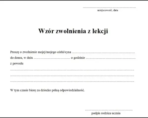 Jak napisać zwolnienie z ćwiczeń na wf - wzór i ważne informacje