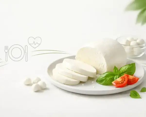 Czy mozzarella jest zdrowa? Świeża mozzarella z pomidorkami i bazylią na talerzu, symbolizująca zdrowy posiłek.