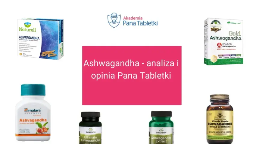 Różne suplementy z ashwagandhą, które pomagają na stres. Analiza i opinia Pana Tabletki.