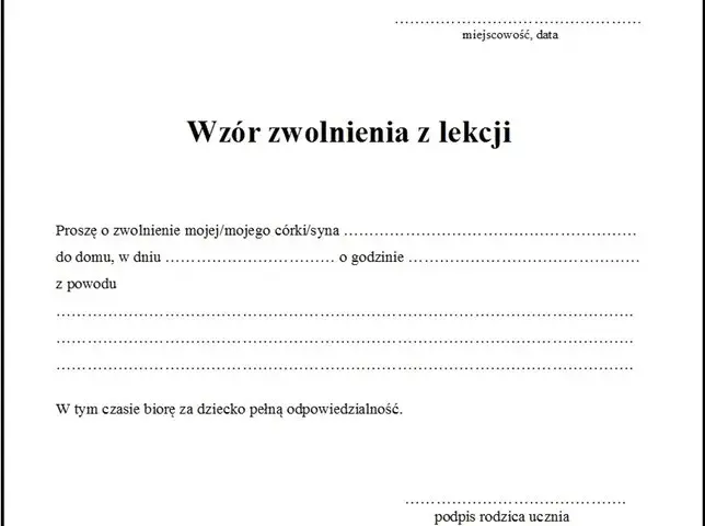 Jak napisać zwolnienie z ćwiczeń na wf - wzór i ważne informacje
